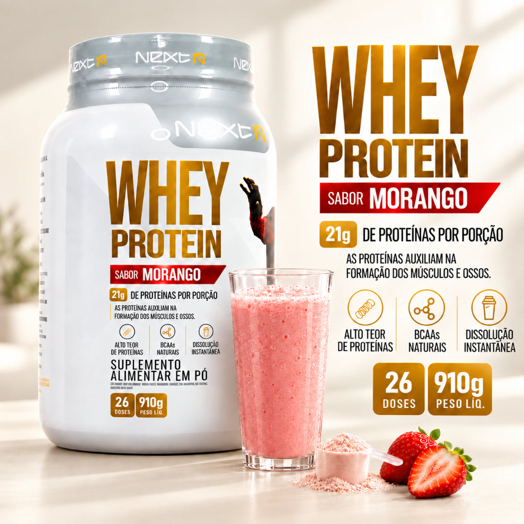 Whey Protein 910g - Morango (imagem 2)