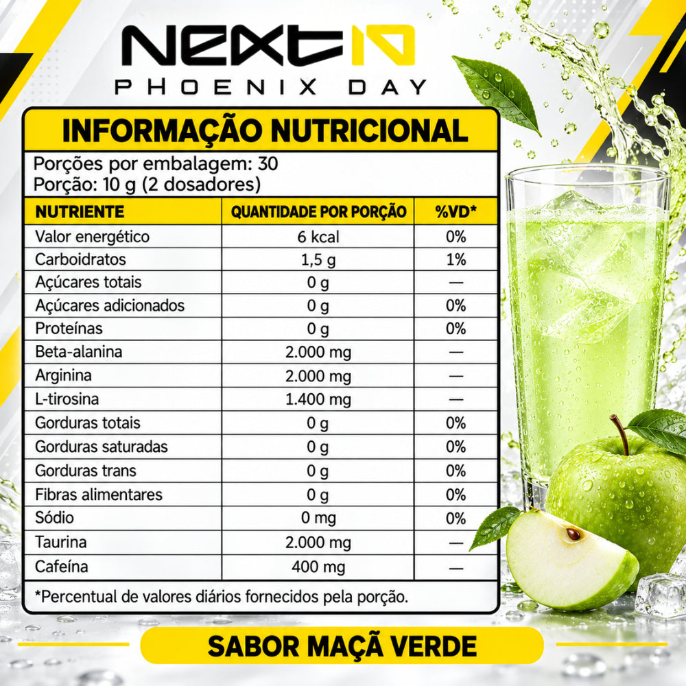Pré-Treino Phoenix Day 300g - Maçã Verde (imagem 4)
