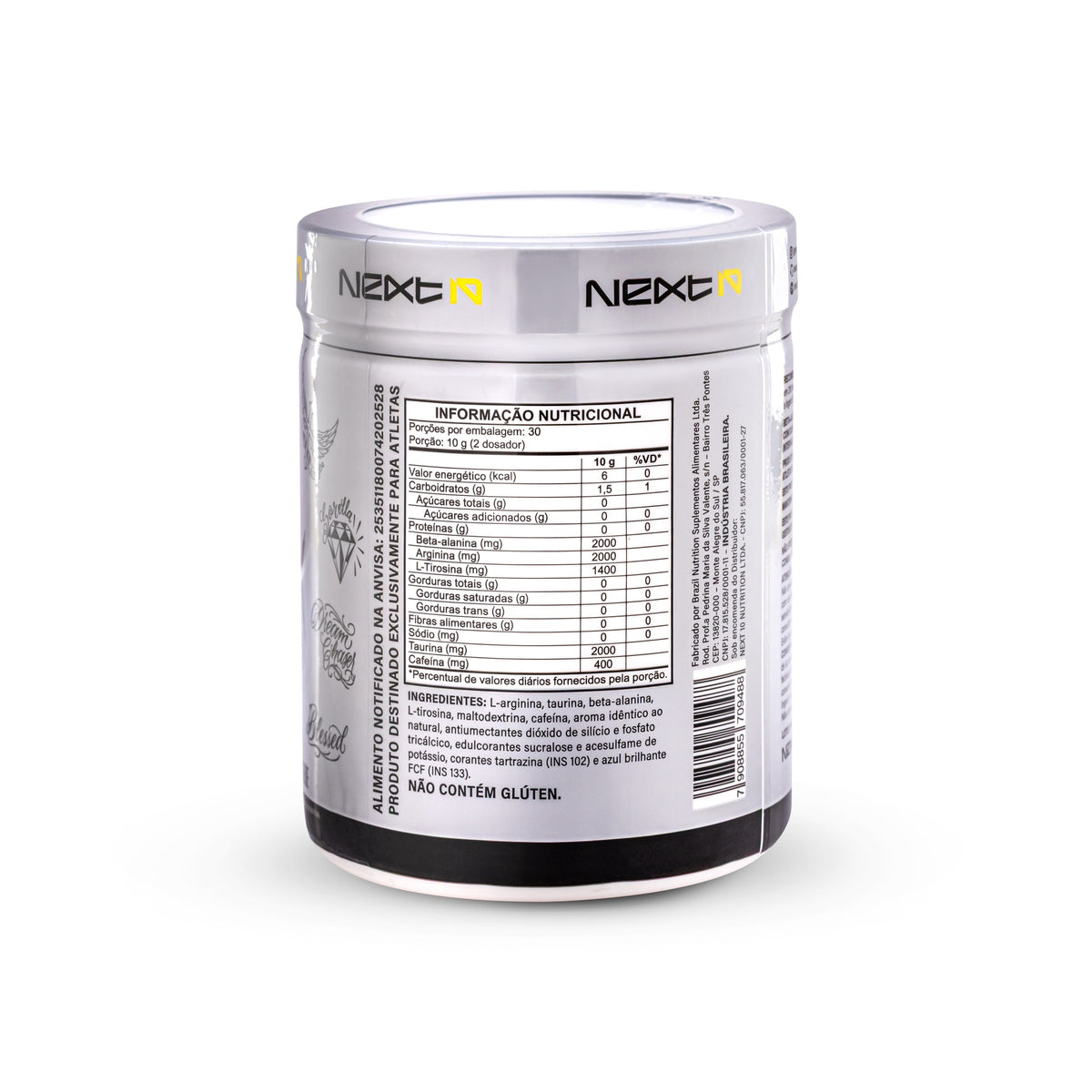 Pré-Treino Phoenix Day Maçã Verde 300 g (rótulo e tabela nutricional)