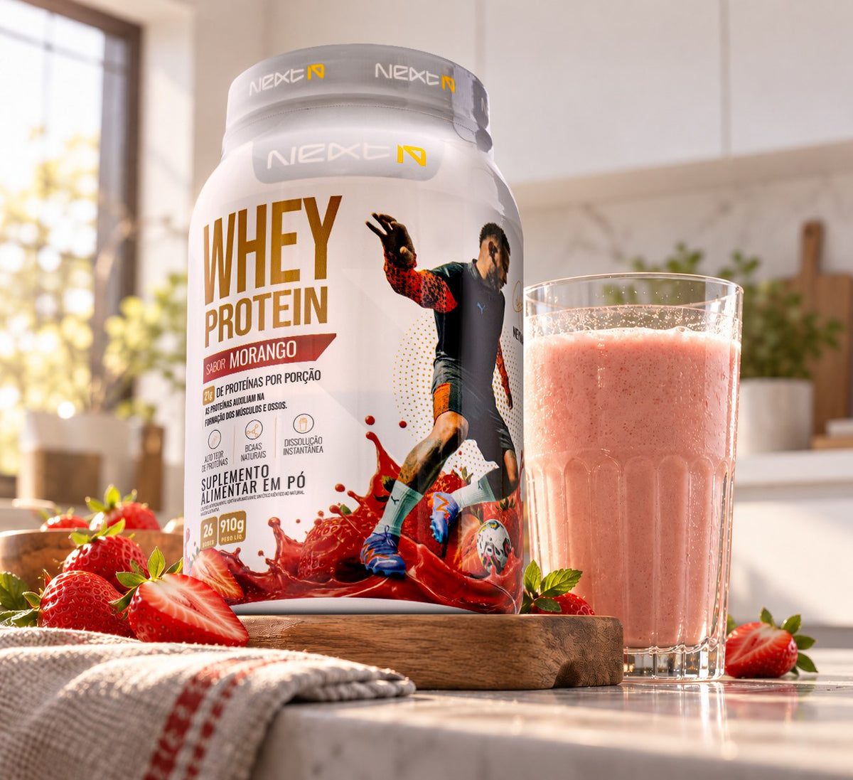 Whey Protein Morango 910 g (embalagem)