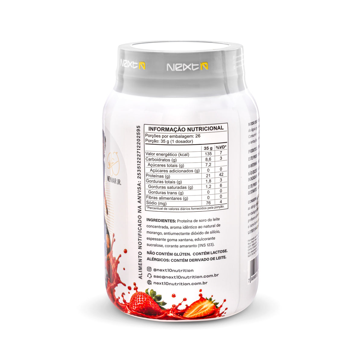 Whey Protein Morango 910 g (rótulo e tabela nutricional)